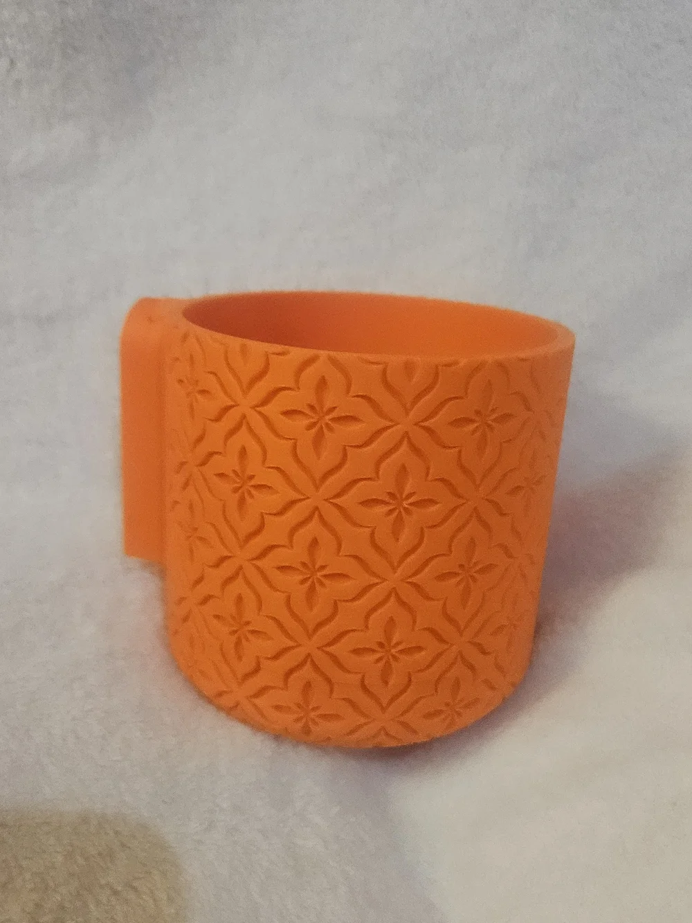 Orange Embossed Decorative Planter - 3d Printed